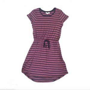 olive & oak | striped jersey cinched high lo dress